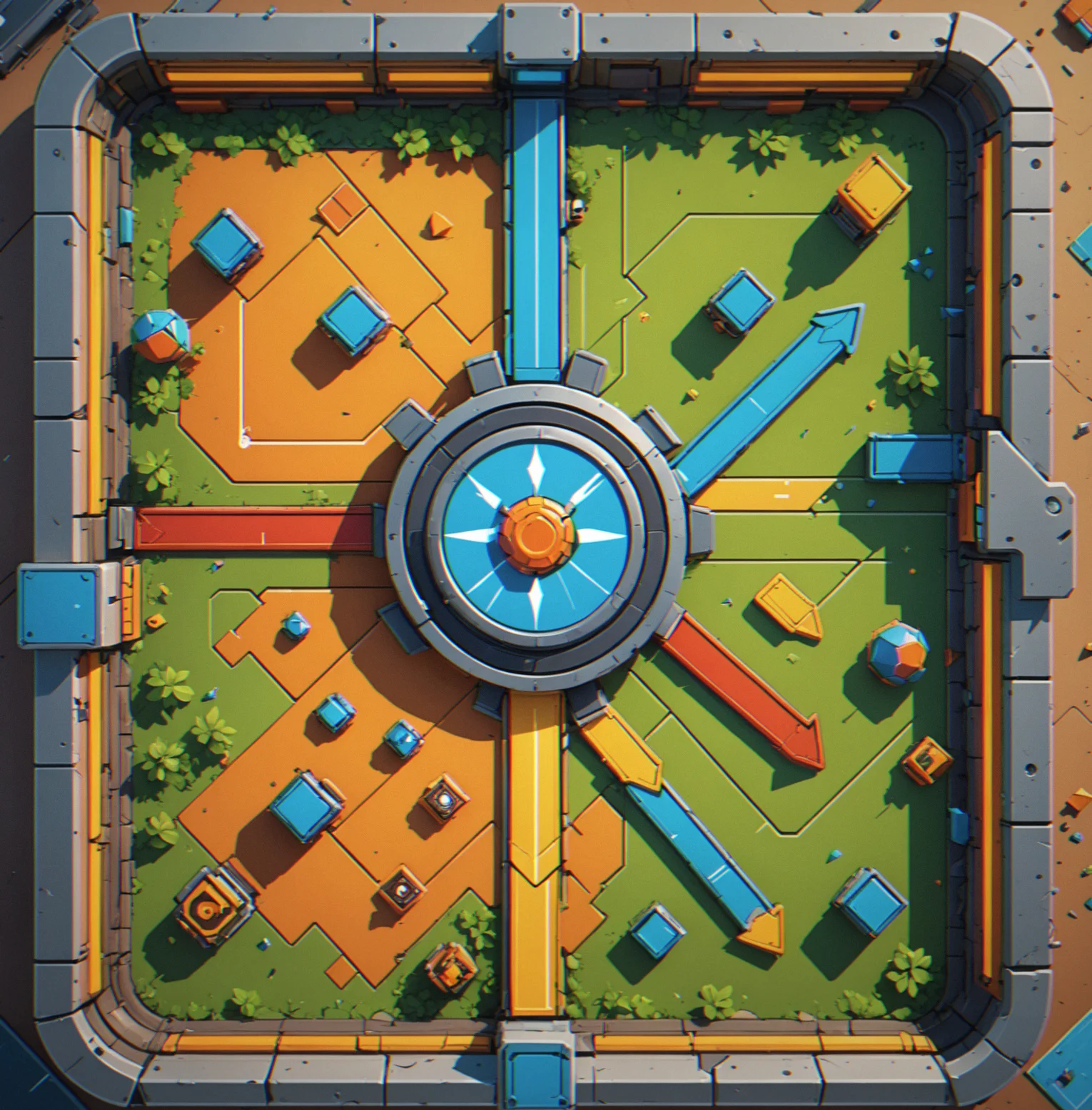 A platform shifts left and right while an object falls, and vector arrows show the new trajectory needed to land dead center on it