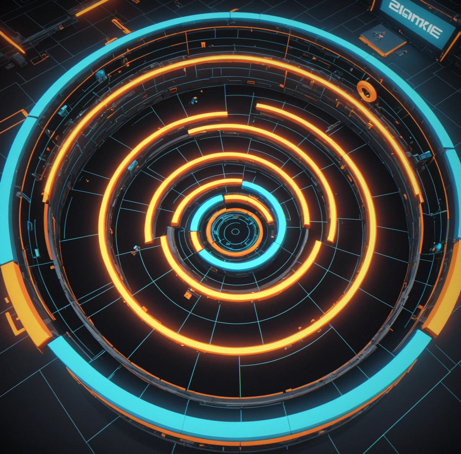A cylindrical object arcs through empty space with a curved trajectory field overlay indicating altered force vectors